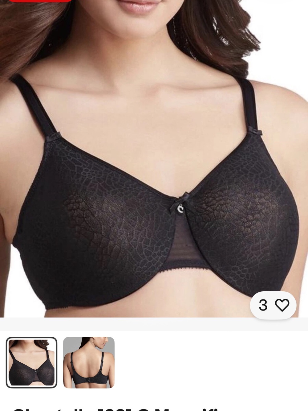 Chantelle Black Textured Full Coverage Underwire Bra